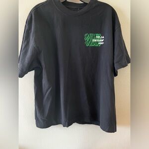 Veja Black T-Shirt with Green Accents